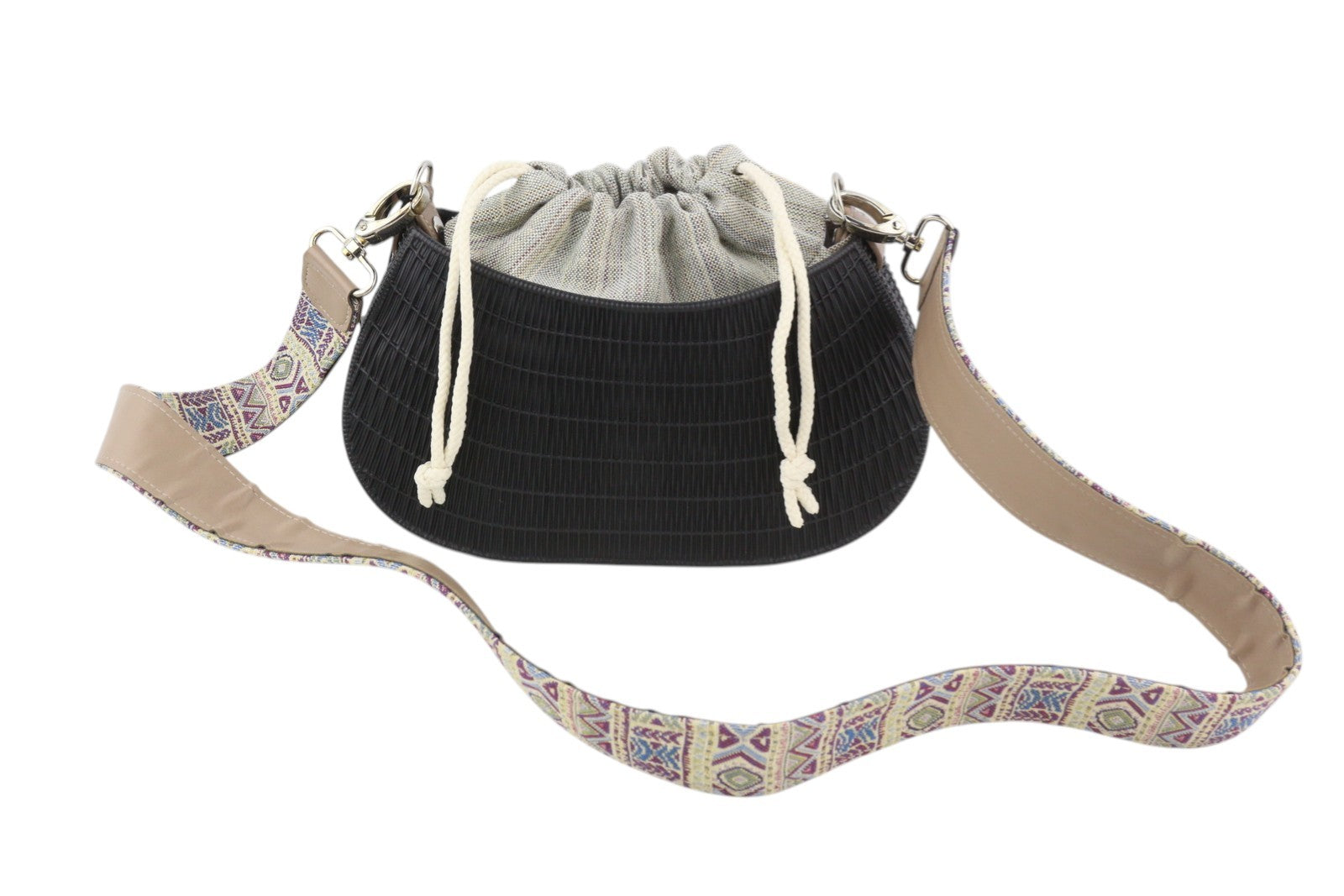 O BAG Swing moteriškas krepšys OS juodas tekstūruotas silikoninis vidinis krepšys per petį 