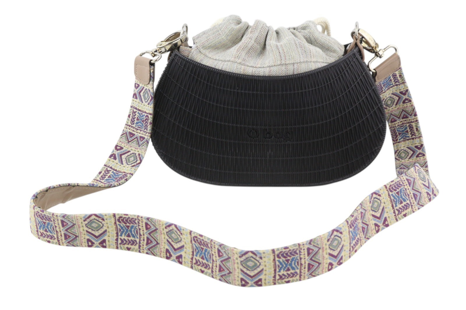 O BAG Swing moteriškas krepšys OS juodas tekstūruotas silikoninis vidinis krepšys per petį 