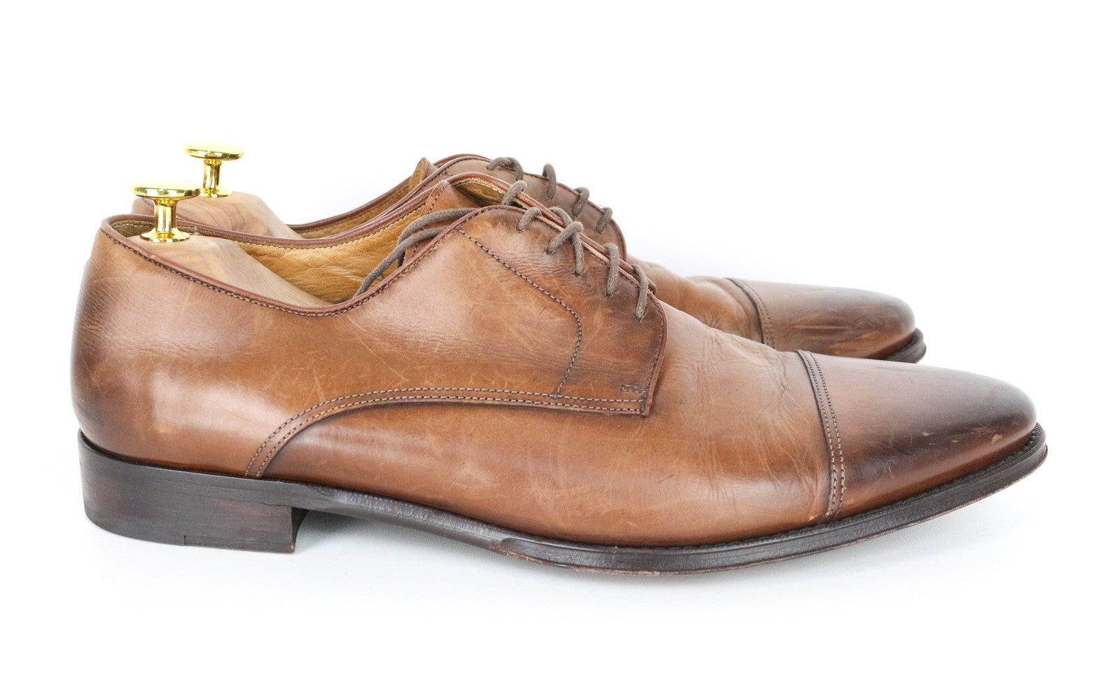 SUITSUPPLY Men's Dress Shoes EU43.5 Mid Brown Leather Low-Top Classic