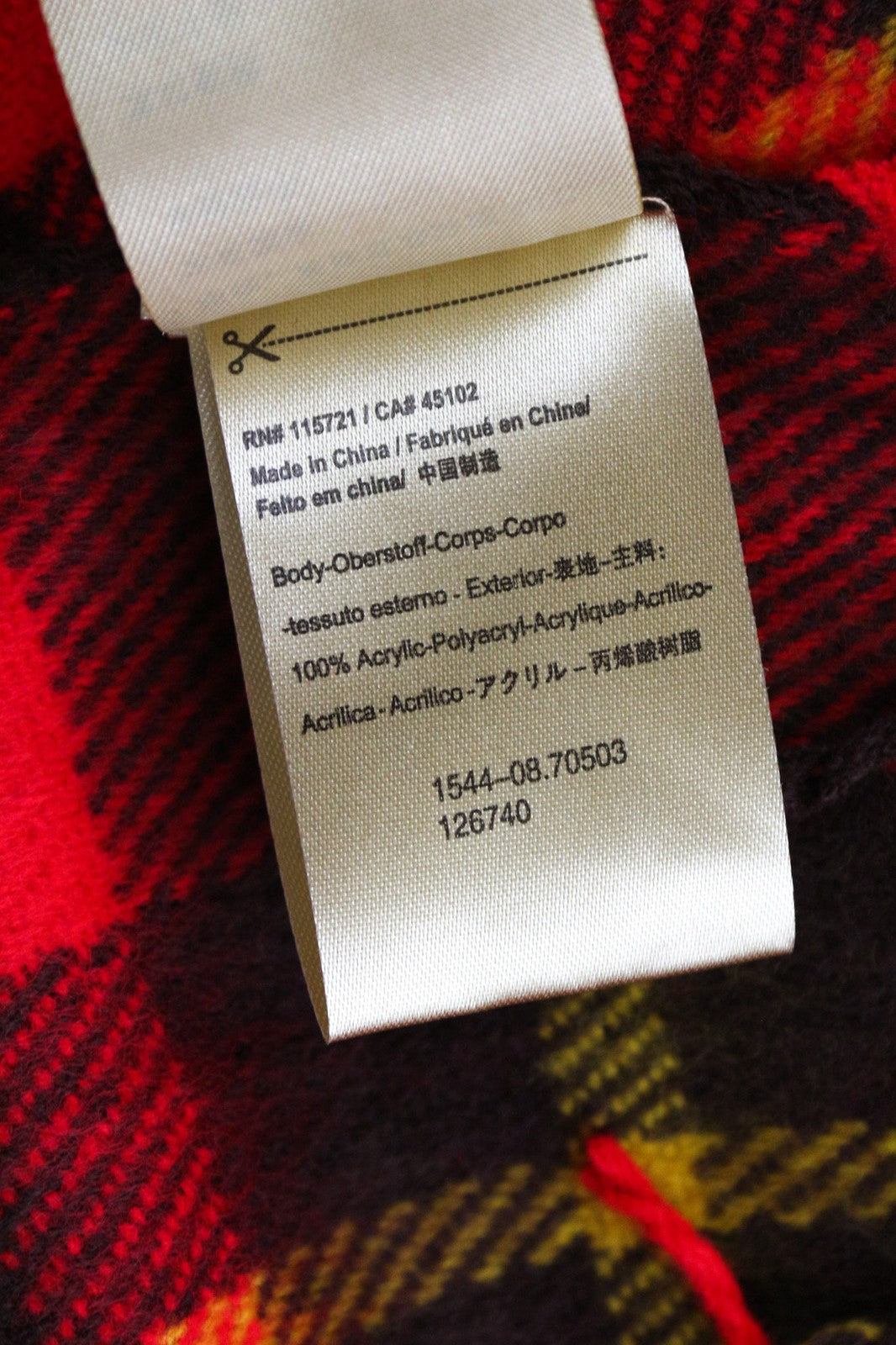 SCOTCH SHRUNK berniukiškas šalikas OS raudonas languotas raštas su kutais laisvalaikio aksesuaras 