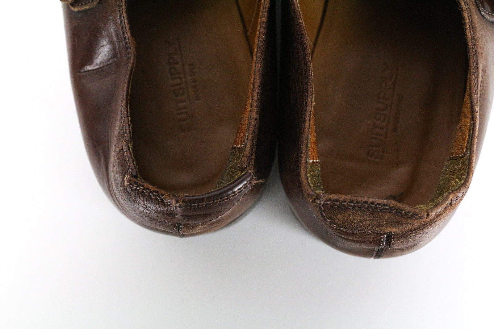 SUITSUPPLY Men's Shoes EU42 Brown Leather Classic Double Buckle Formal