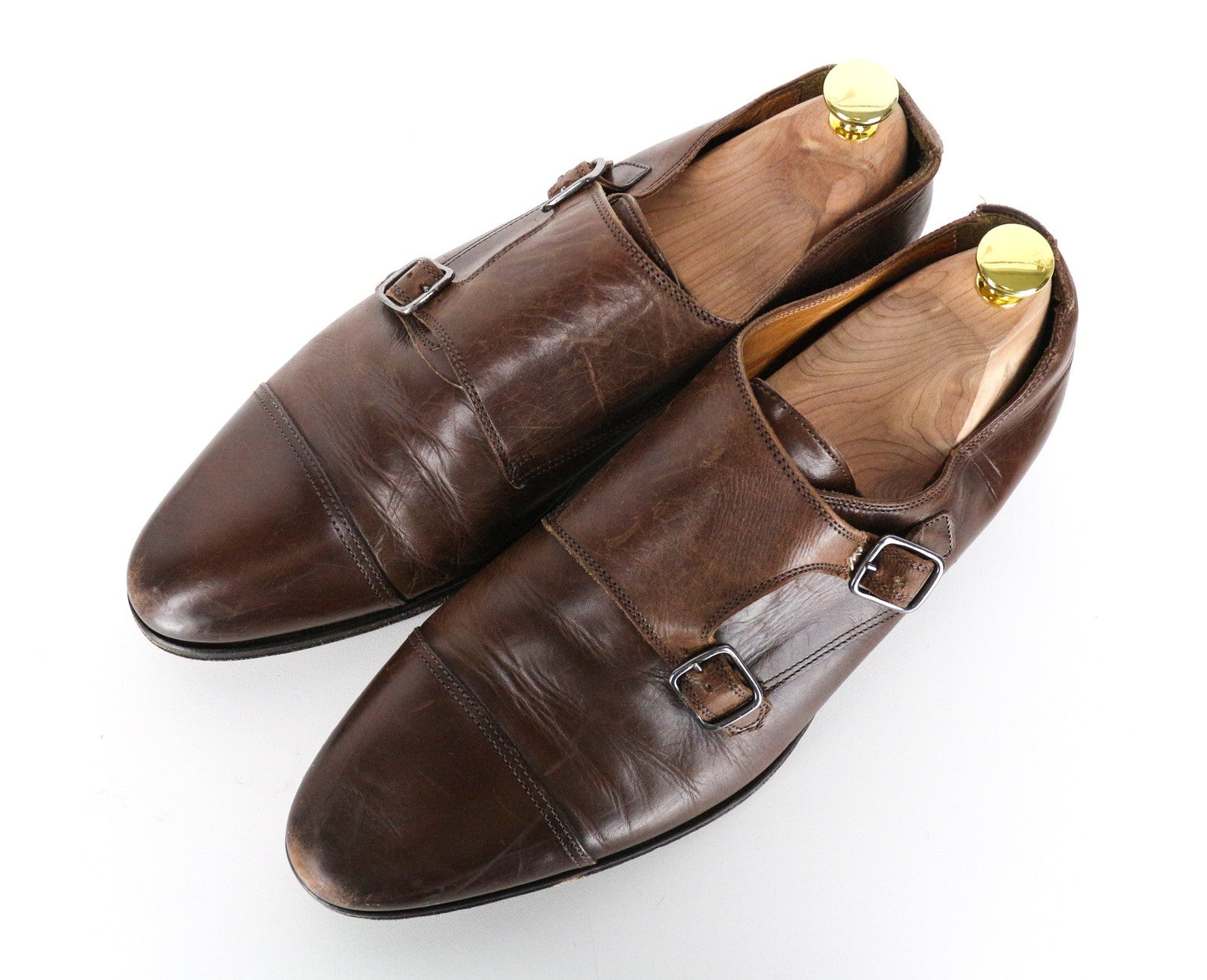 SUITSUPPLY Men's Shoes EU42 Brown Leather Classic Double Buckle Formal