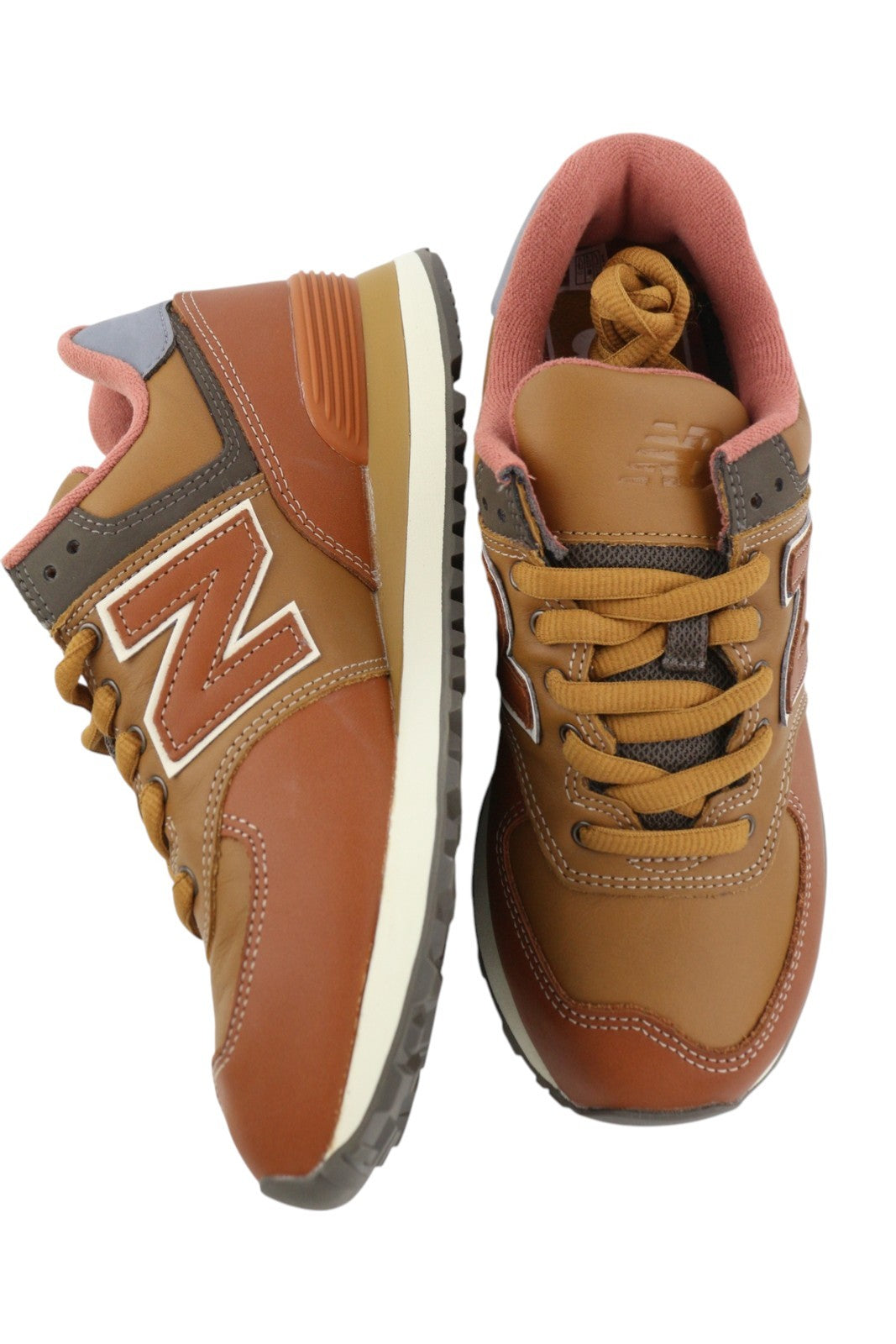NEW BALANCE 574 vyriški sportbačiai, rudi, odiniai, žemapadžiai, suvarstomi, patogūs, EU40. 