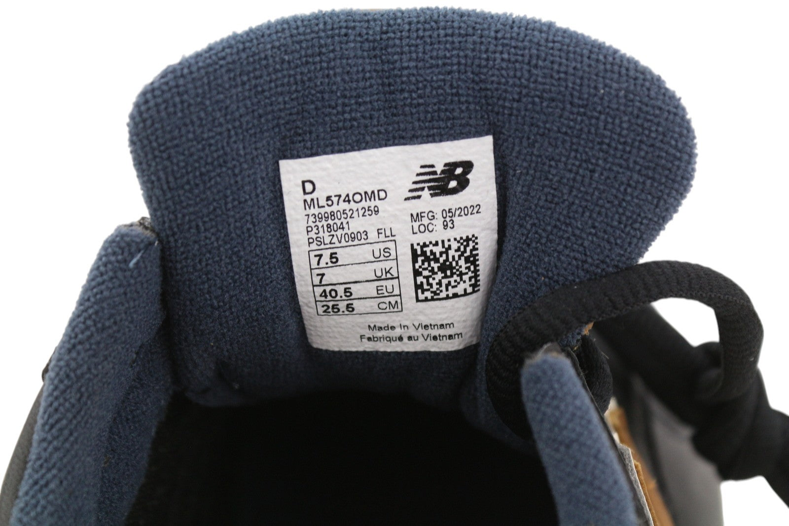 NEW BALANCE 574 vyriški sportbačiai, juodi, odiniai, žemapadžiai, nėriniuoti, patogūs, EU40.5. 