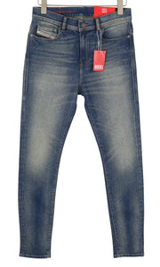 DIESEL 1983 09D82 vyriški džinsai W29/L30 mėlyni, išblukinti, aptempti, aukštu juosmeniu, užtrauktuku. 