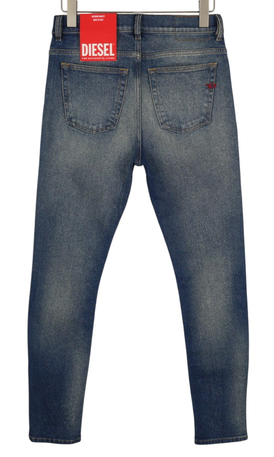 DIESEL 1983 09D82 vyriški džinsai W29/L30 mėlyni, išblukinti, aptempti, aukštu juosmeniu, užtrauktuku. 