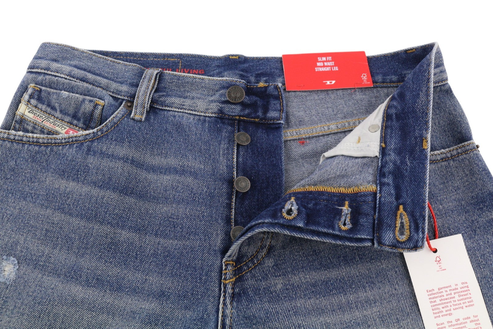 DIESEL 1995 09E02 Men Jeans W30/L32 Blue Distress Ripped Slim Straight RRP$375