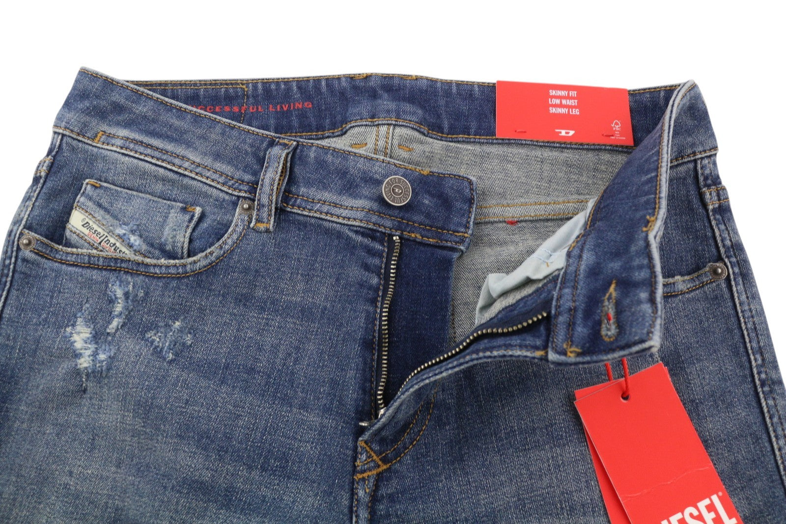 DIESEL 1979 Sleenker 09E43 vyriški džinsai W30/L32 mėlyni aptempti džinsai, rekomenduojama kaina – 225 USD 