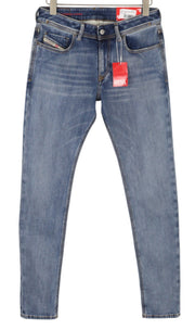 DIESEL 1979 Sleenker 09B66 vyriški džinsai W31/L34 mėlyni, išblukę, aptempti, pėdomis su užtrauktuku, džinsinis audinys 