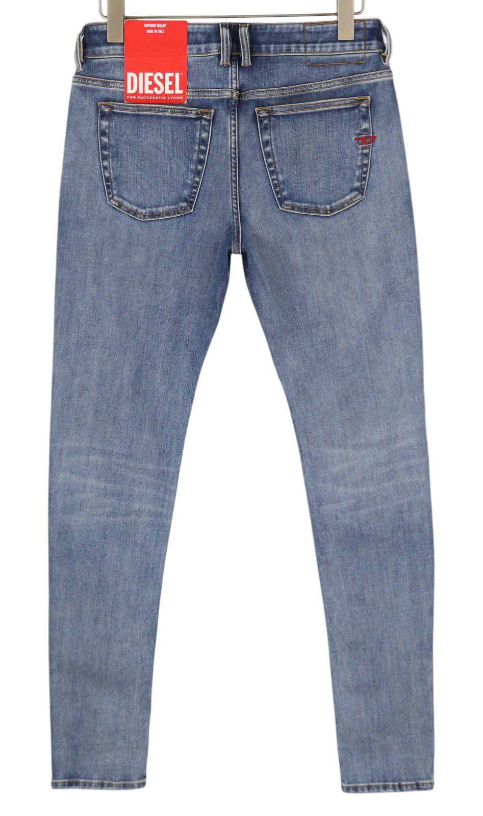 DIESEL 1979 Sleenker 09B66 vyriški džinsai W31/L34 mėlyni, išblukę, aptempti, pėdomis su užtrauktuku, džinsinis audinys 