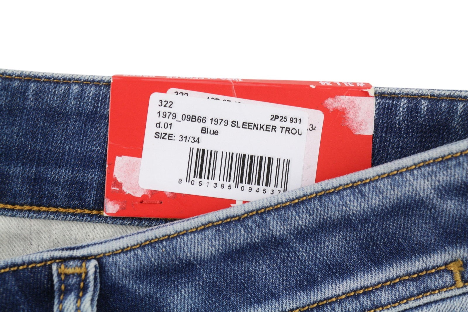 DIESEL 1979 Sleenker 09B66 vyriški džinsai W31/L34 mėlyni, išblukę, aptempti, pėdomis su užtrauktuku, džinsinis audinys 