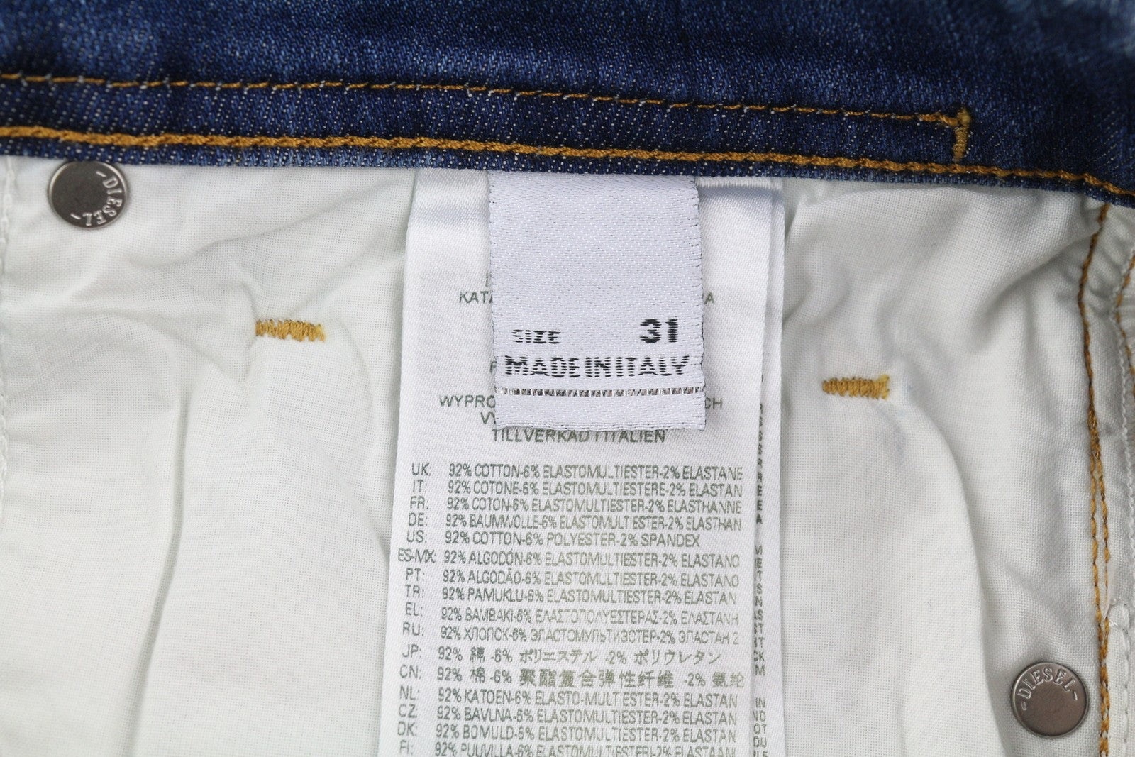 DIESEL 1979 Sleenker 09B66 vyriški džinsai W31/L34 mėlyni, išblukę, aptempti, pėdomis su užtrauktuku, džinsinis audinys 