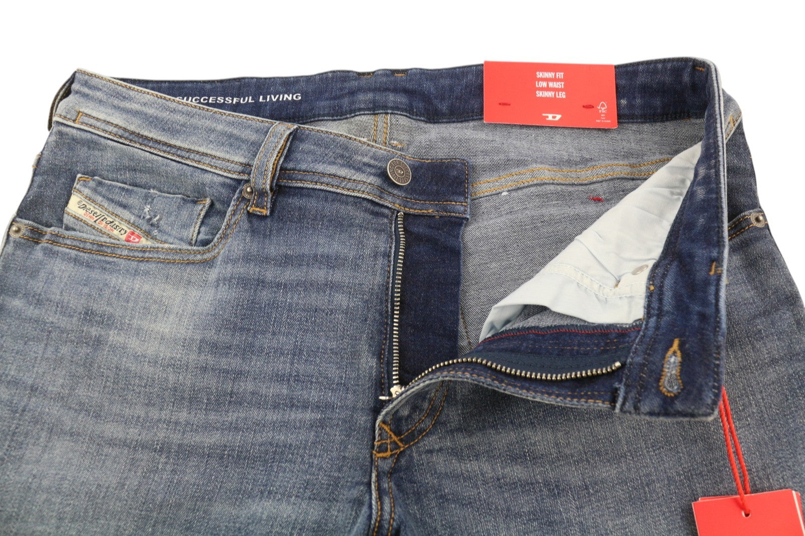 DIESEL 1979 Sleenker 0PFAW Men Jeans W30/L30 Blue Faded Skinny Low Waist RRP$250