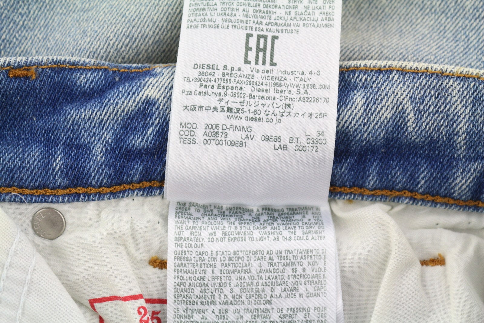 DIESEL 2005 D-Fining 09E86 vyriški džinsai W31/L34 mėlyni, įprasti, RMK 220 £ 