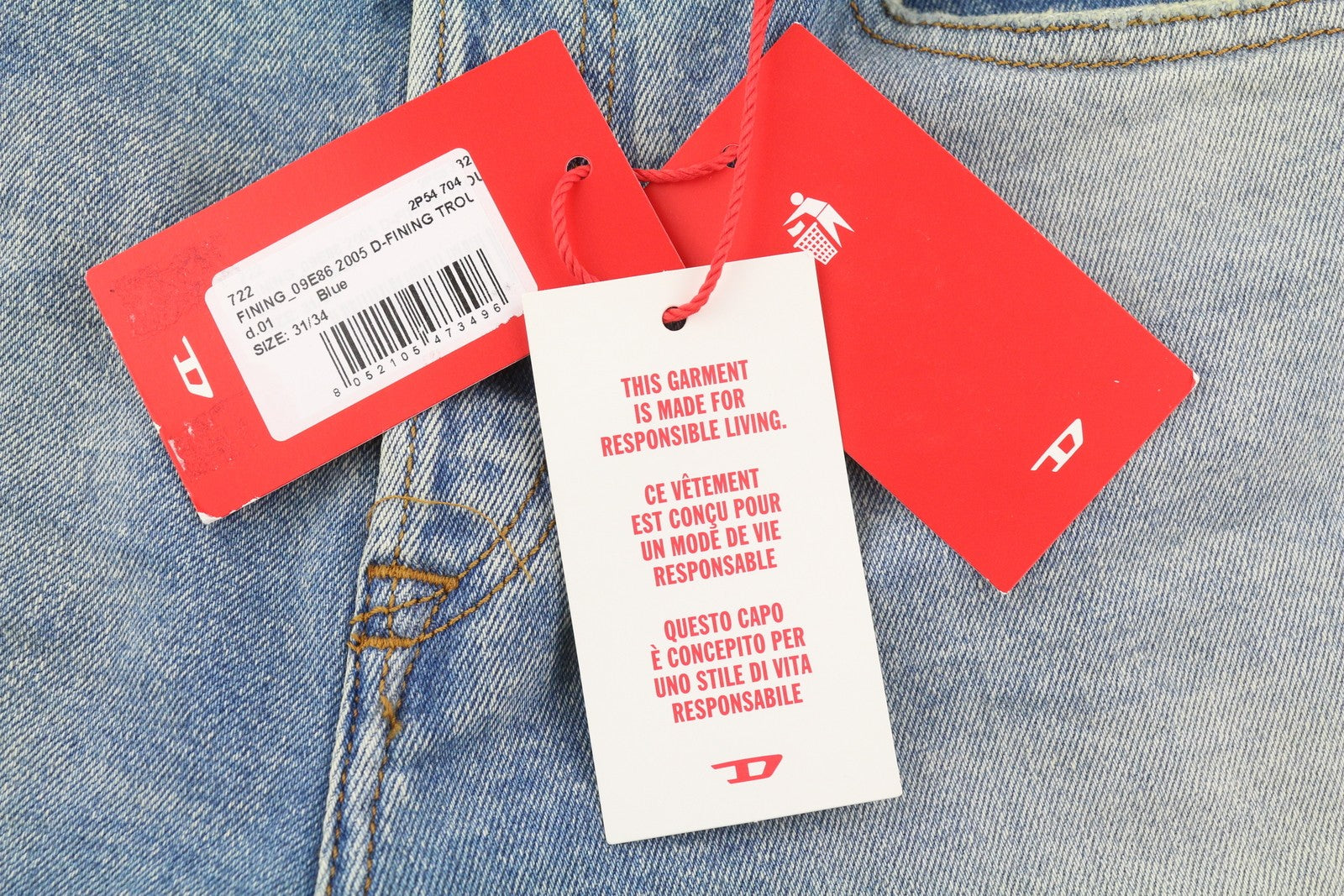 DIESEL 2005 D-Fining 09E86 vyriški džinsai W31/L34 mėlyni, įprasti, RMK 220 £ 