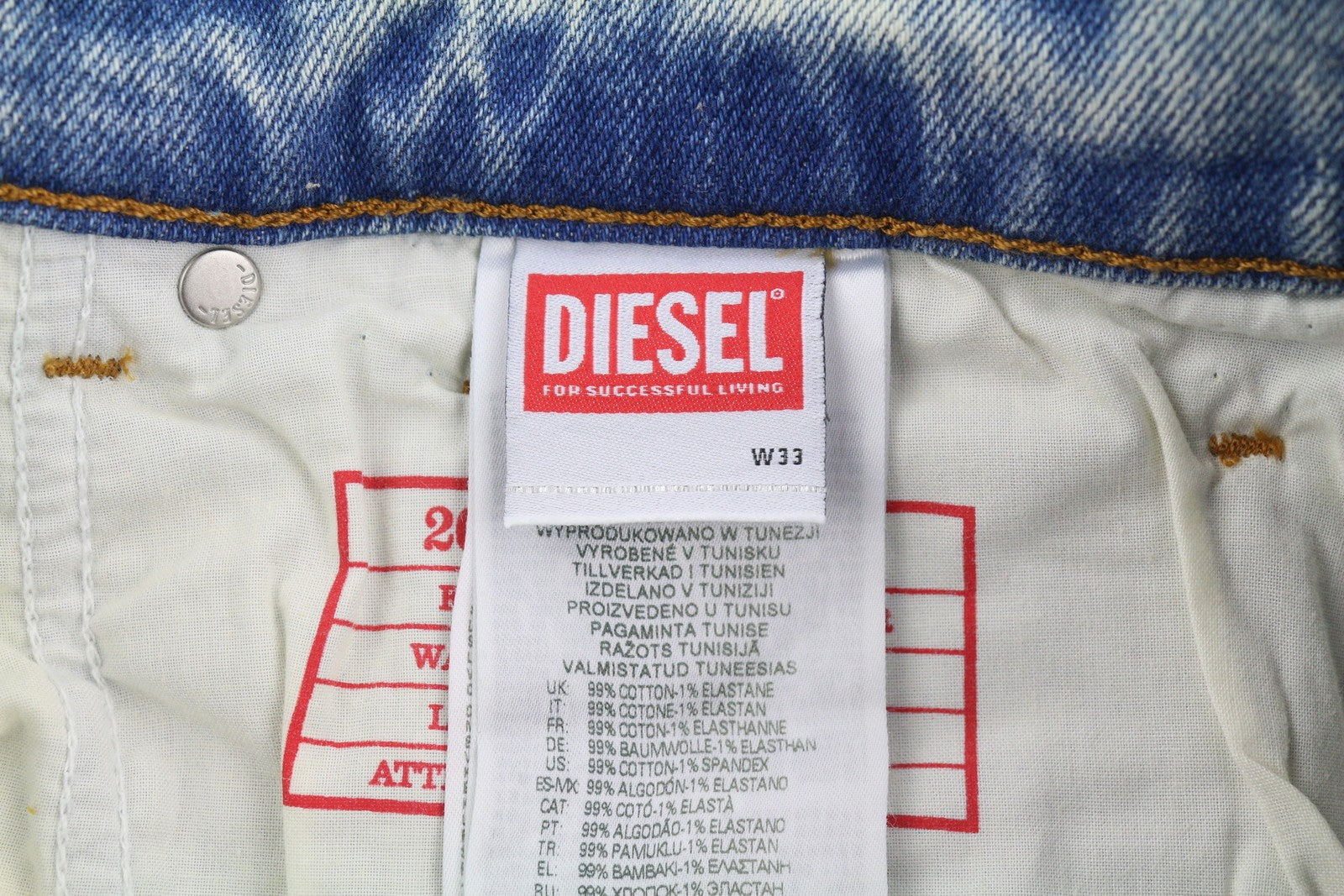 DIESEL 2005 D-Fining 09E86 vyriški džinsai W33/L30 mėlyni, įprasti, RMK 220 £ 