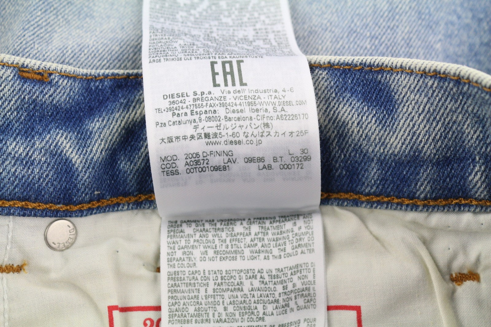 DIESEL 2005 D-Fining 09E86 vyriški džinsai W33/L30 mėlyni, įprasti, RMK 220 £ 