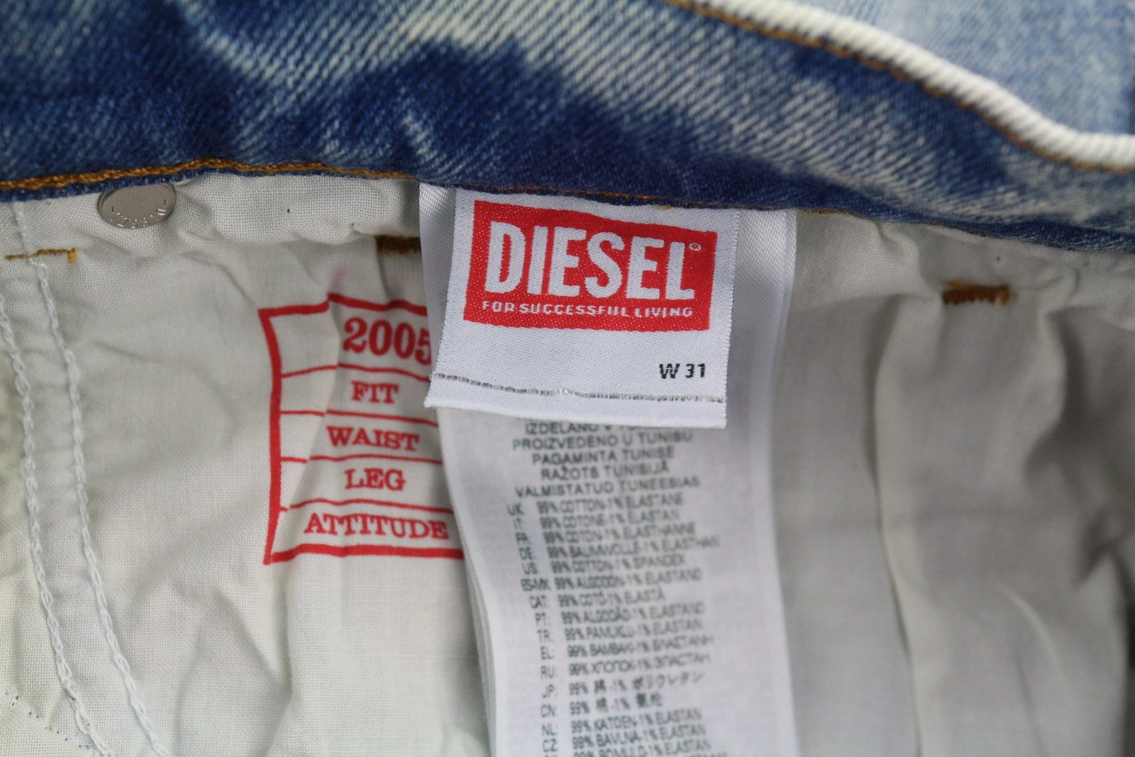 DIESEL 2005 D-Fining 09E86 vyriški džinsai W31/L30 mėlyni, įprasti, RMK 220 £ 