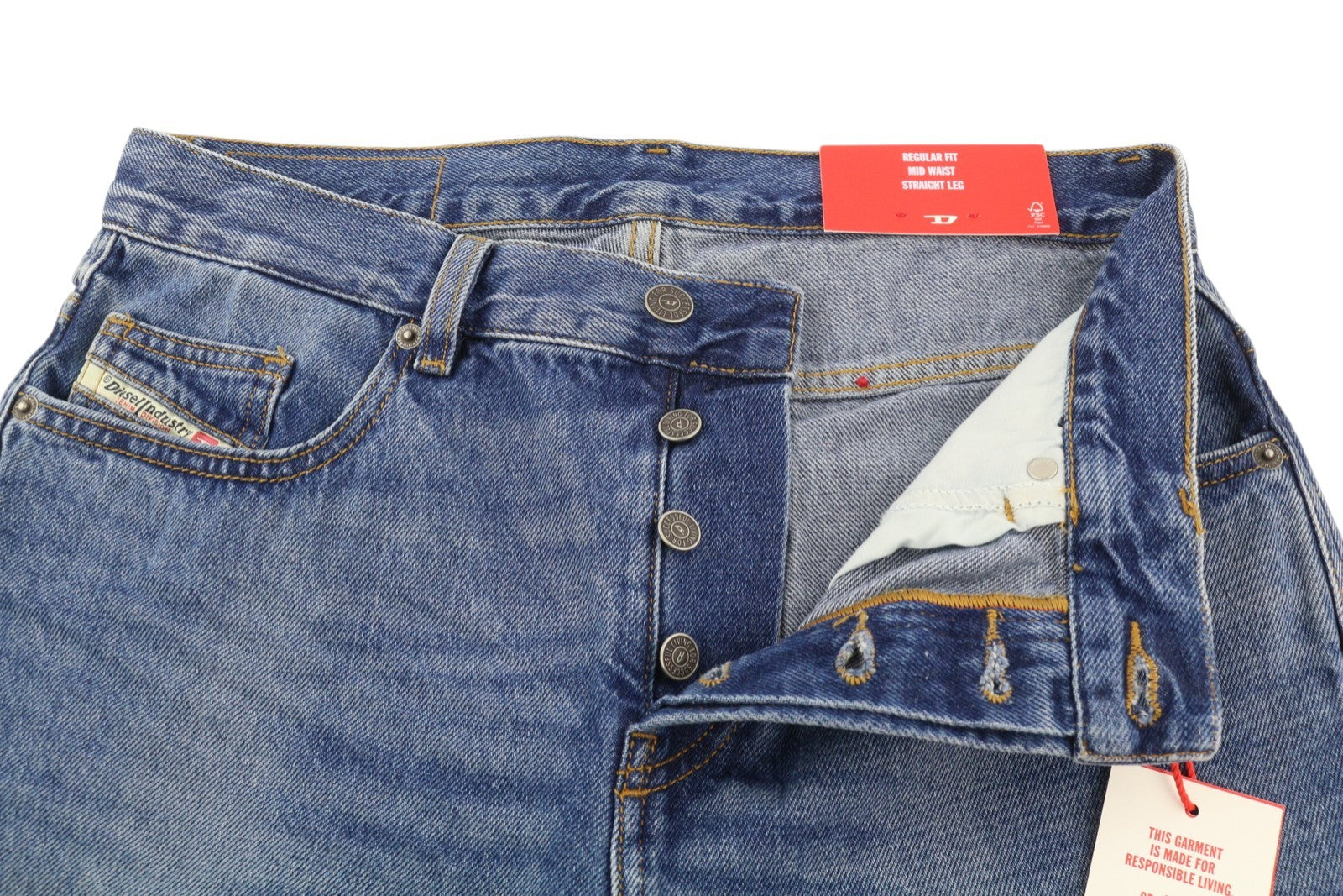 DIESEL 2020 D-Viker 0GYCT Men Jeans W30/L32 Blue Faded Regular Fit RRP£190