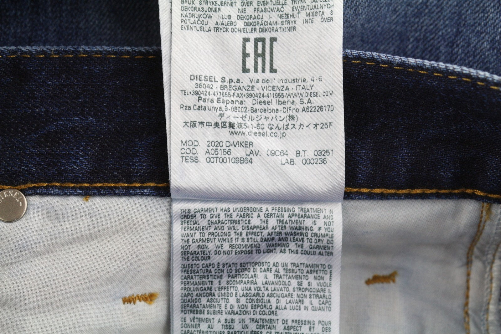 DIESEL 2020 D-Viker 09C64 Men Jeans W31/L32 Blue Faded Regular Straight RRP€225