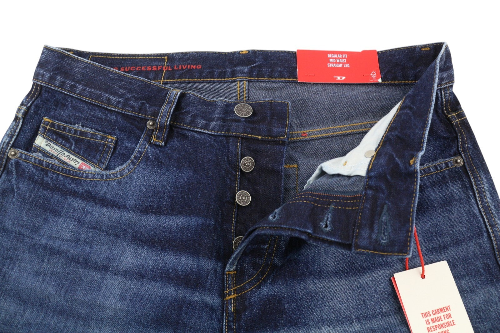 DIESEL 2020 D-Viker 09C64 Men Jeans W31/L32 Blue Faded Regular Straight RRP€225