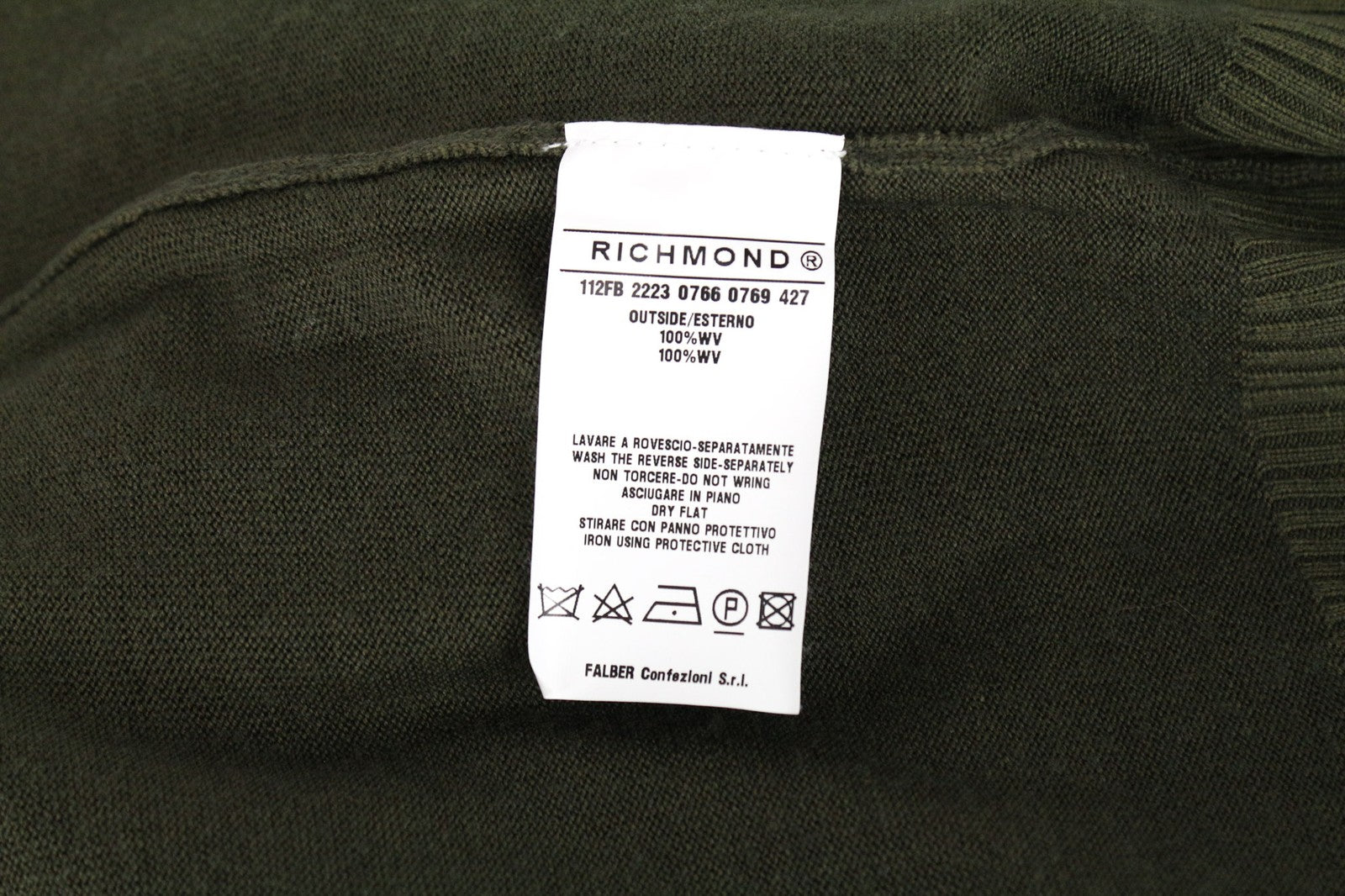 RICHMOND vyriškas 50 dydžio žalias vilnonis megztinis su logotipu ilgomis rankovėmis 