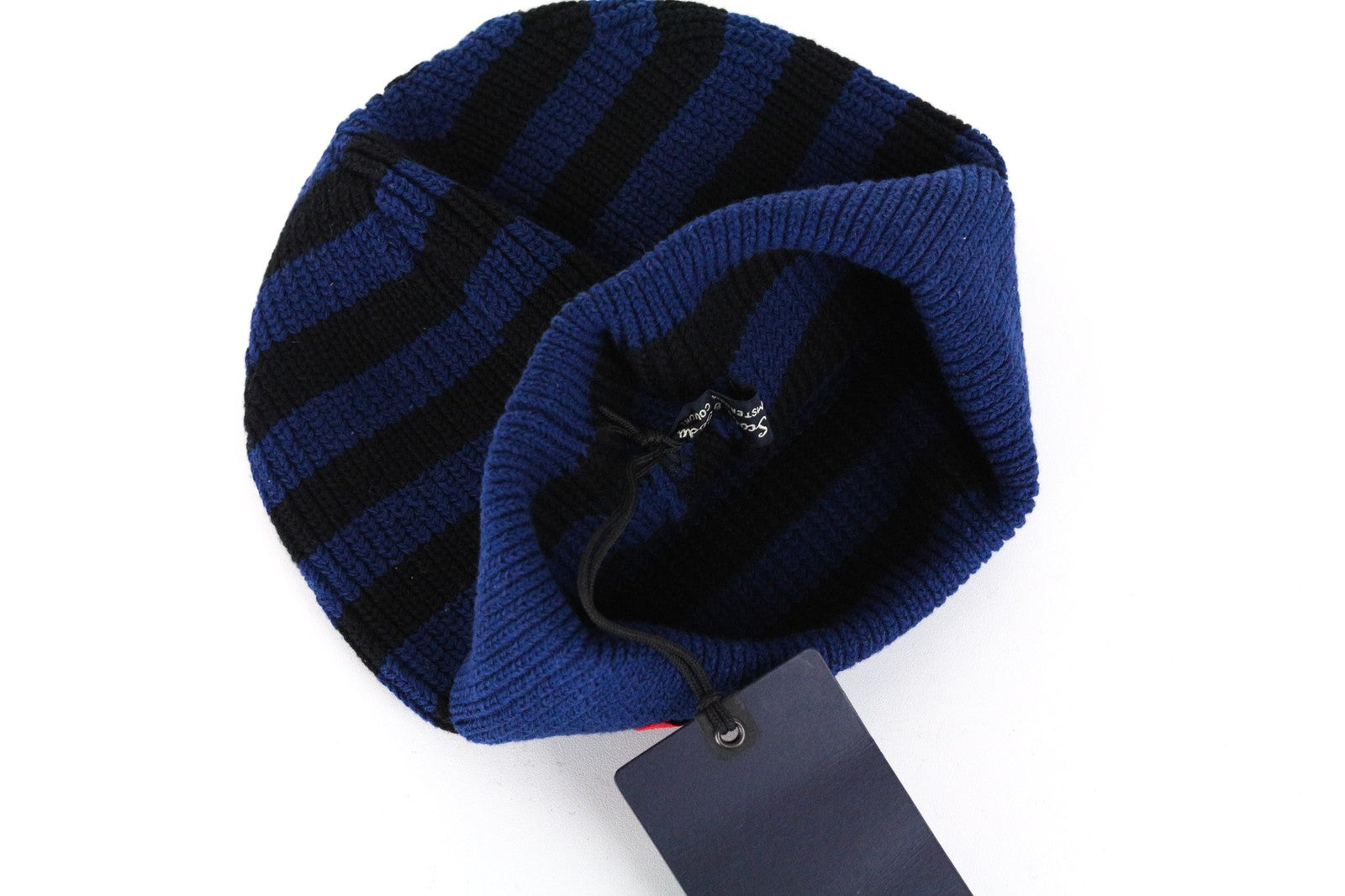 SCOTCH & SODA Men's OS Blue Wool Cotton 2x Beanie Hat Striped Winter Warm