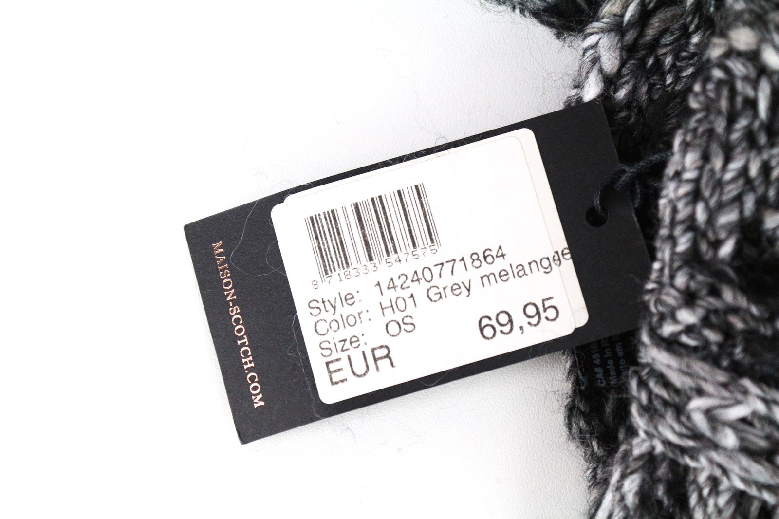 MAISON SCOTCH moteriškas pilkas M dydžio megztas šalikas su kutais, šiltas žieminis 