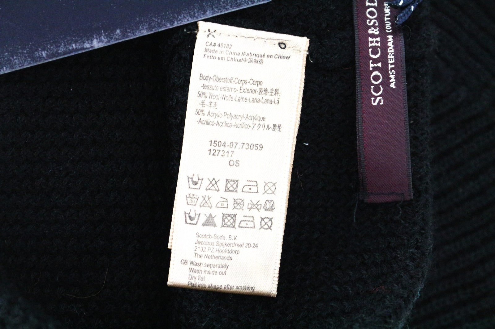 SCOTCH &amp; SODA vyriška megzta kepurė su logotipu iš juodos vilnos mišinio 