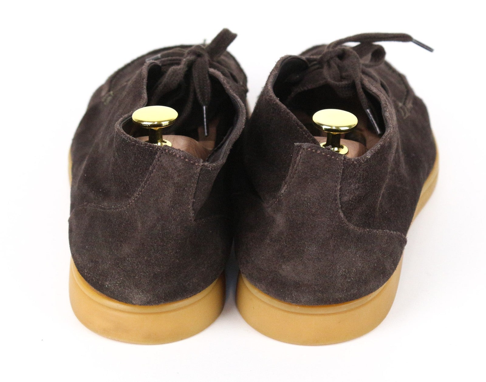 SUITSUPPLY vyriški tamsiai rudi zomšiniai odiniai aukštakulniai bateliai su nėriniuotais raštais, EU44 dydis 