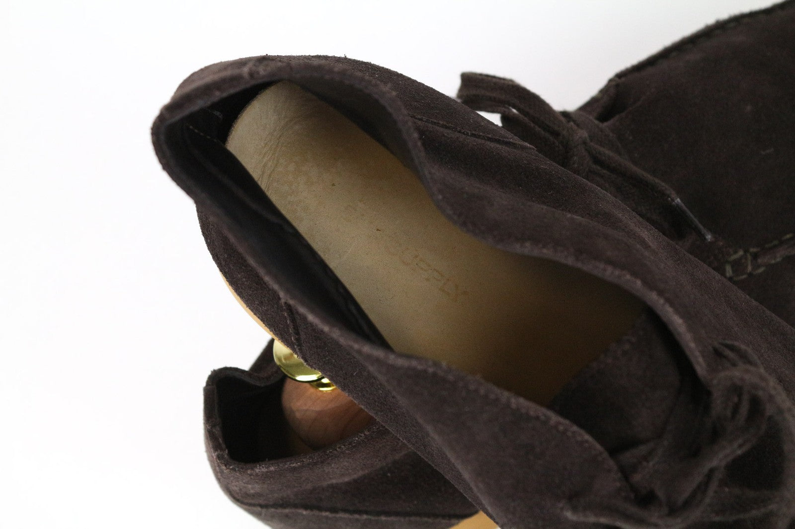 SUITSUPPLY vyriški tamsiai rudi zomšiniai odiniai aukštakulniai bateliai su nėriniuotais raštais, EU44 dydis 