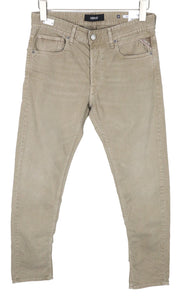 REPLAY Grover vyriški W30/L34 rudi tiesaus kirpimo medvilniniai tamprūs džinsai su sagomis 