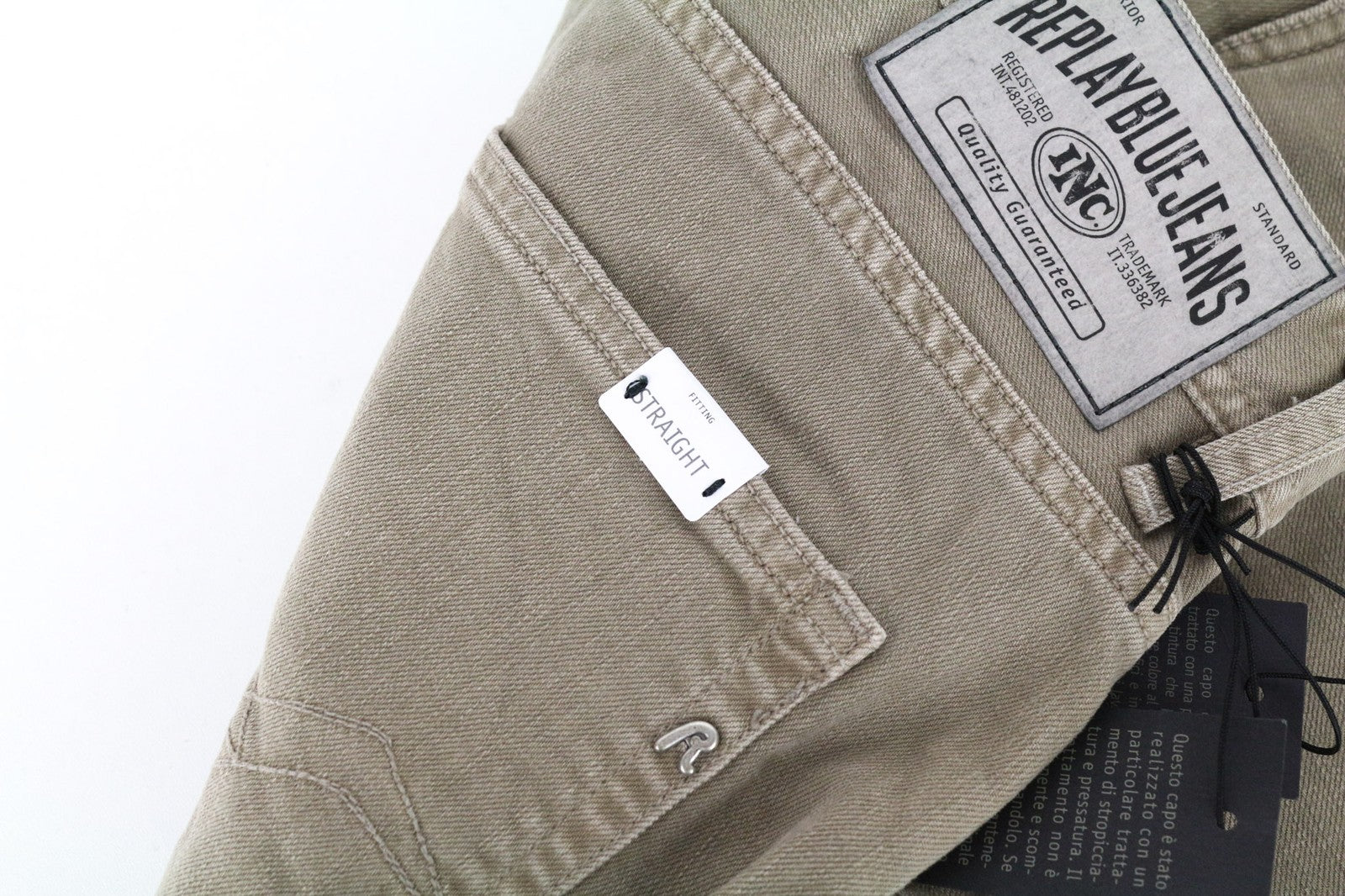 REPLAY Grover vyriški W30/L34 rudi tiesaus kirpimo medvilniniai tamprūs džinsai su sagomis 