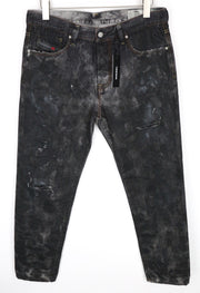 DIESEL Mharky 084WG vyriški pilki W34/L34 plėšyti aptempti grynos medvilnės džinsai 