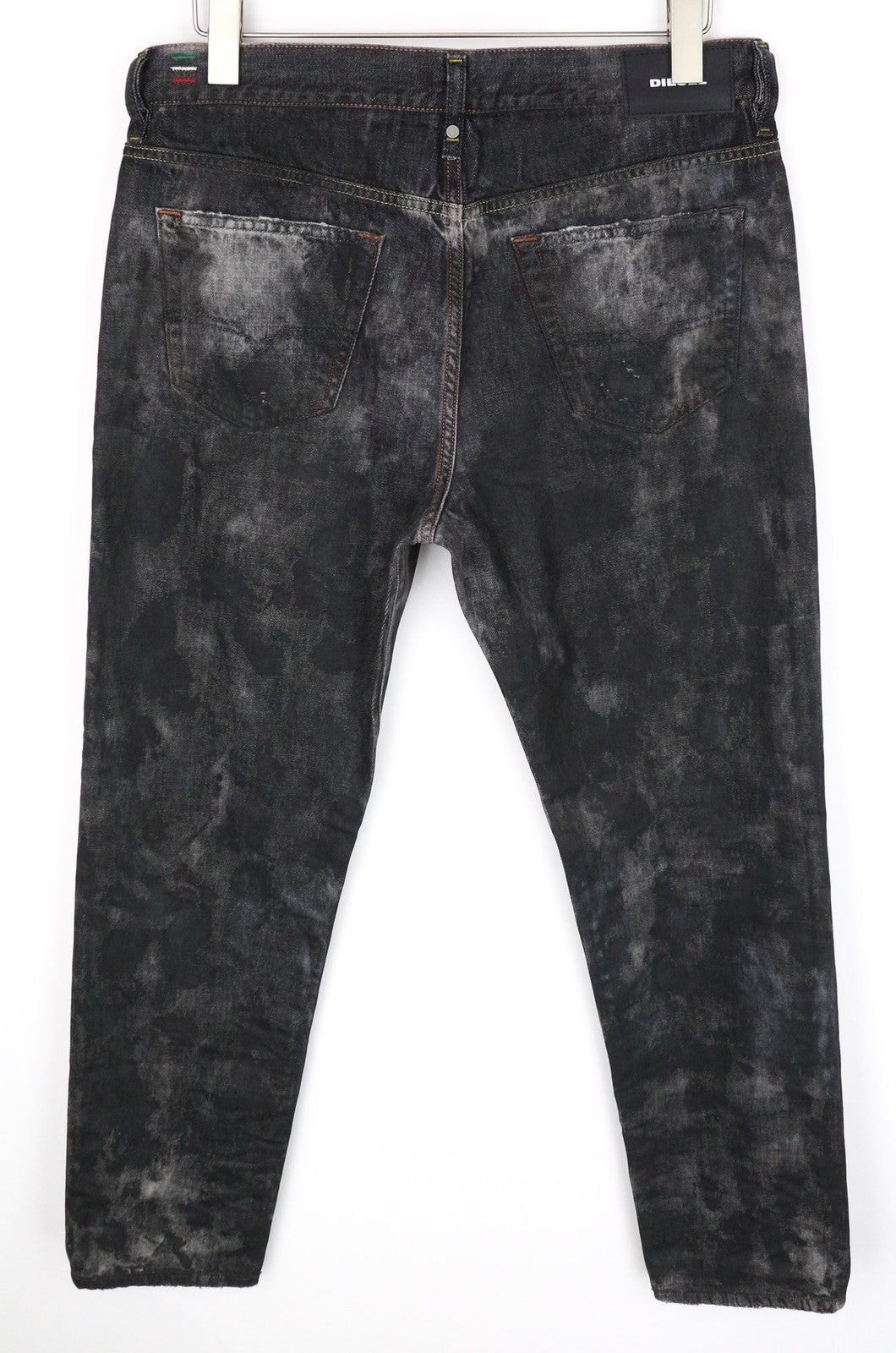 DIESEL Mharky 084WG vyriški pilki W34/L34 plėšyti aptempti grynos medvilnės džinsai 