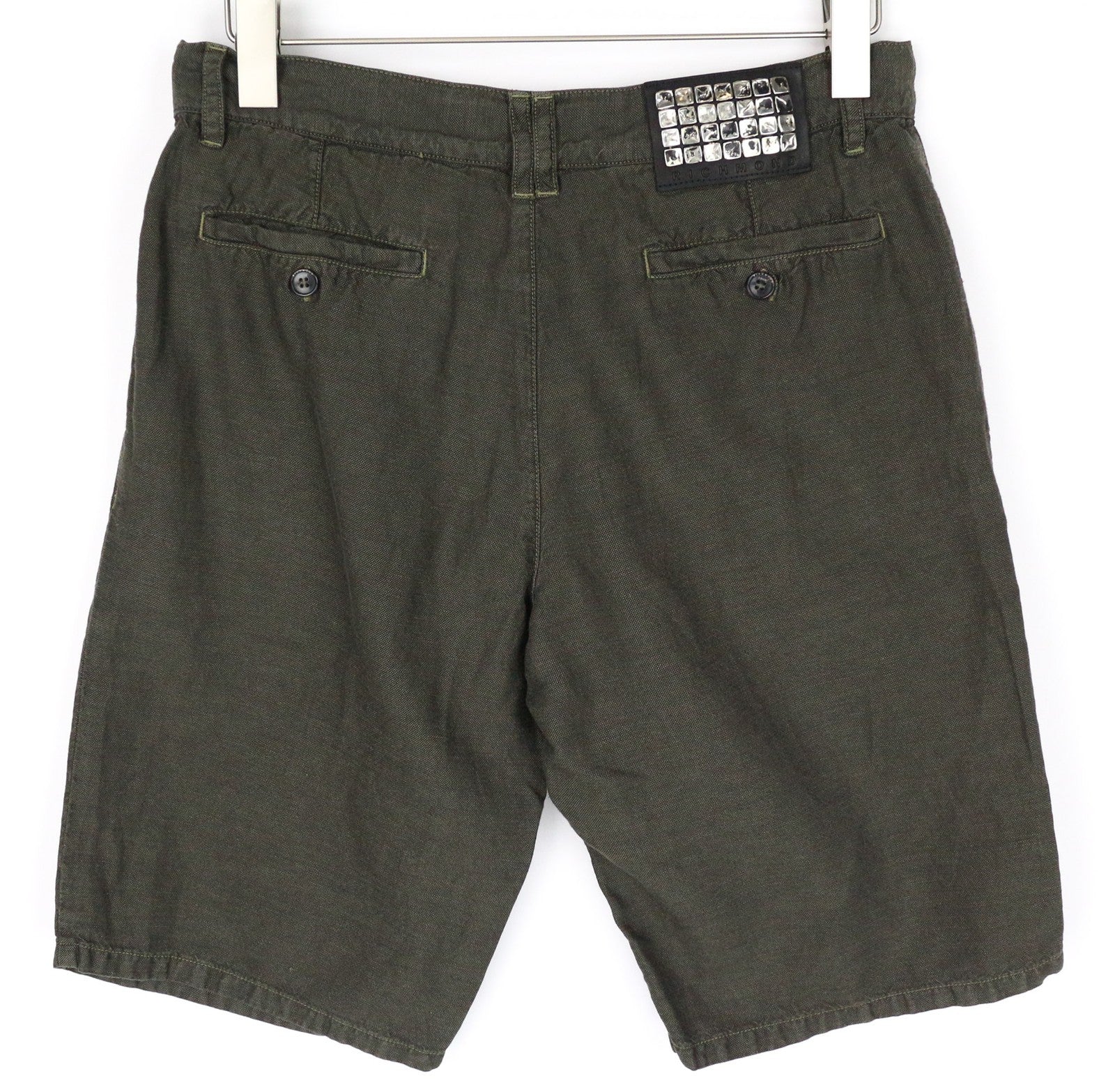 RICHMOND Men's Size 48 Green Cotton Linen Casual Summer Shorts