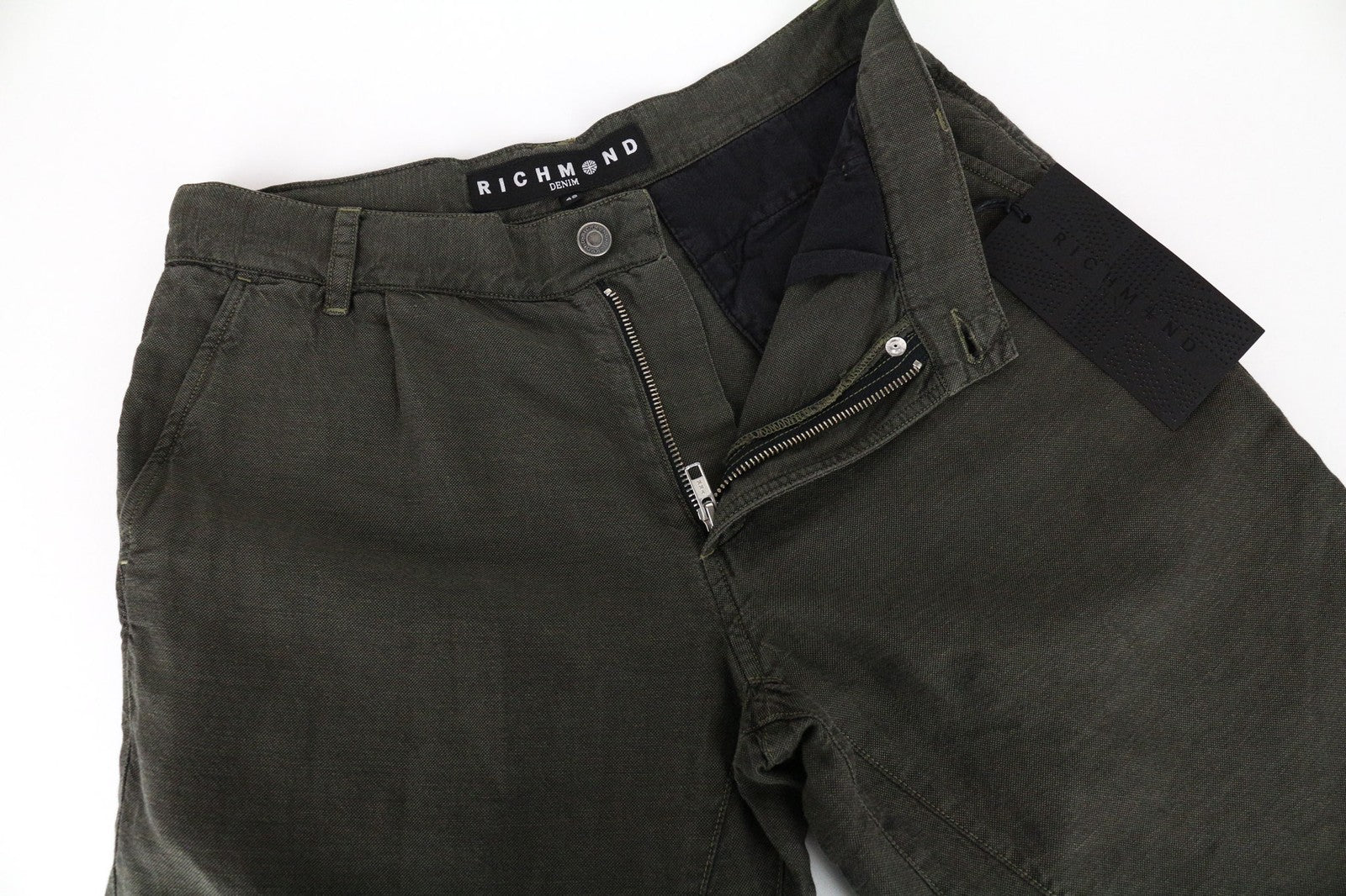 RICHMOND Men's Size 48 Green Cotton Linen Casual Summer Shorts