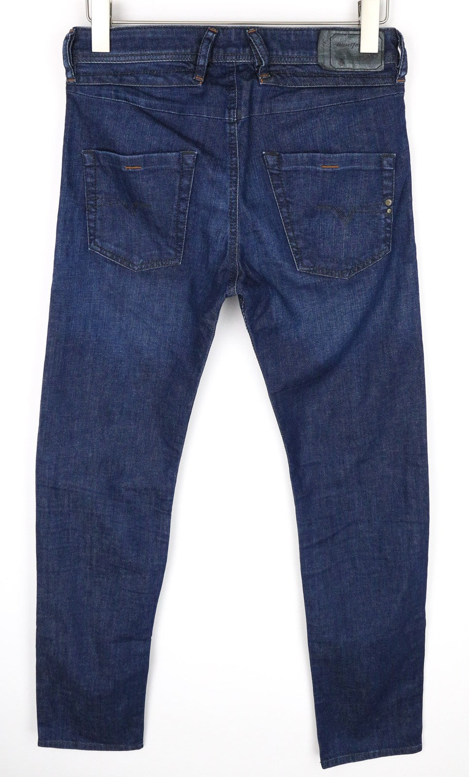 DIESEL Belther-R R845B vyriški W28/L32 siaurėjantys mėlyni medvilniniai džinsai su skalbto audinio efektu 