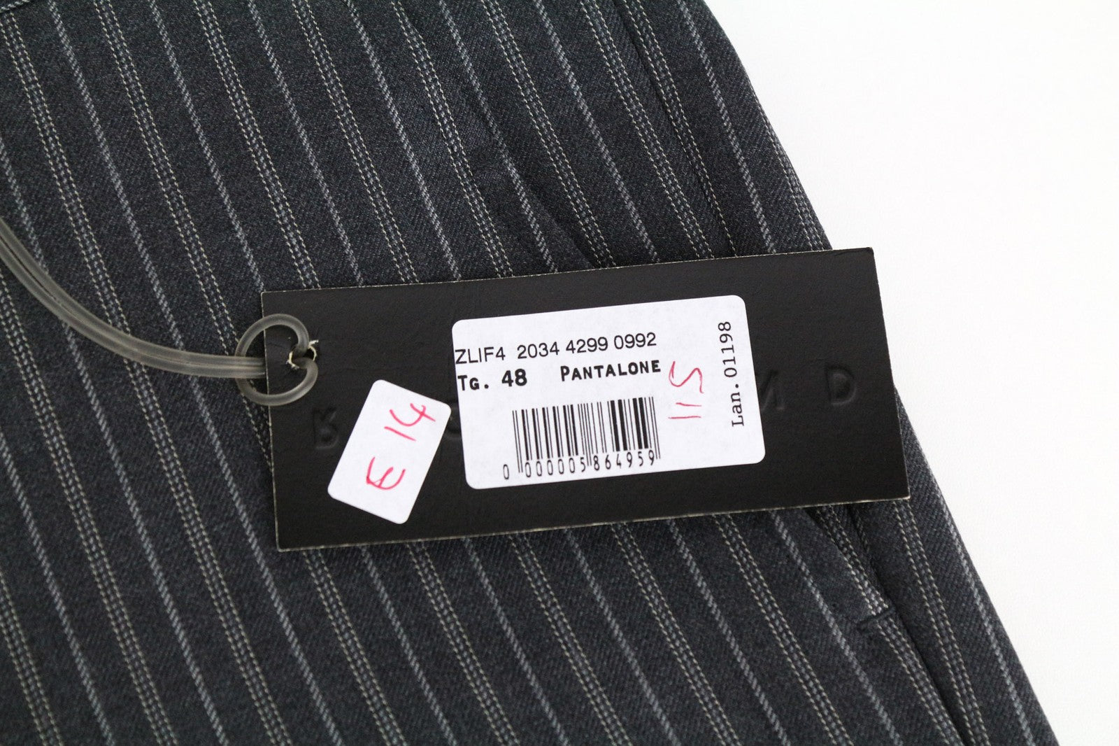 RICHMOND vyriškos 48 pilkos dryžuotos vilnonės oficialios kelnės, suknelės stilius