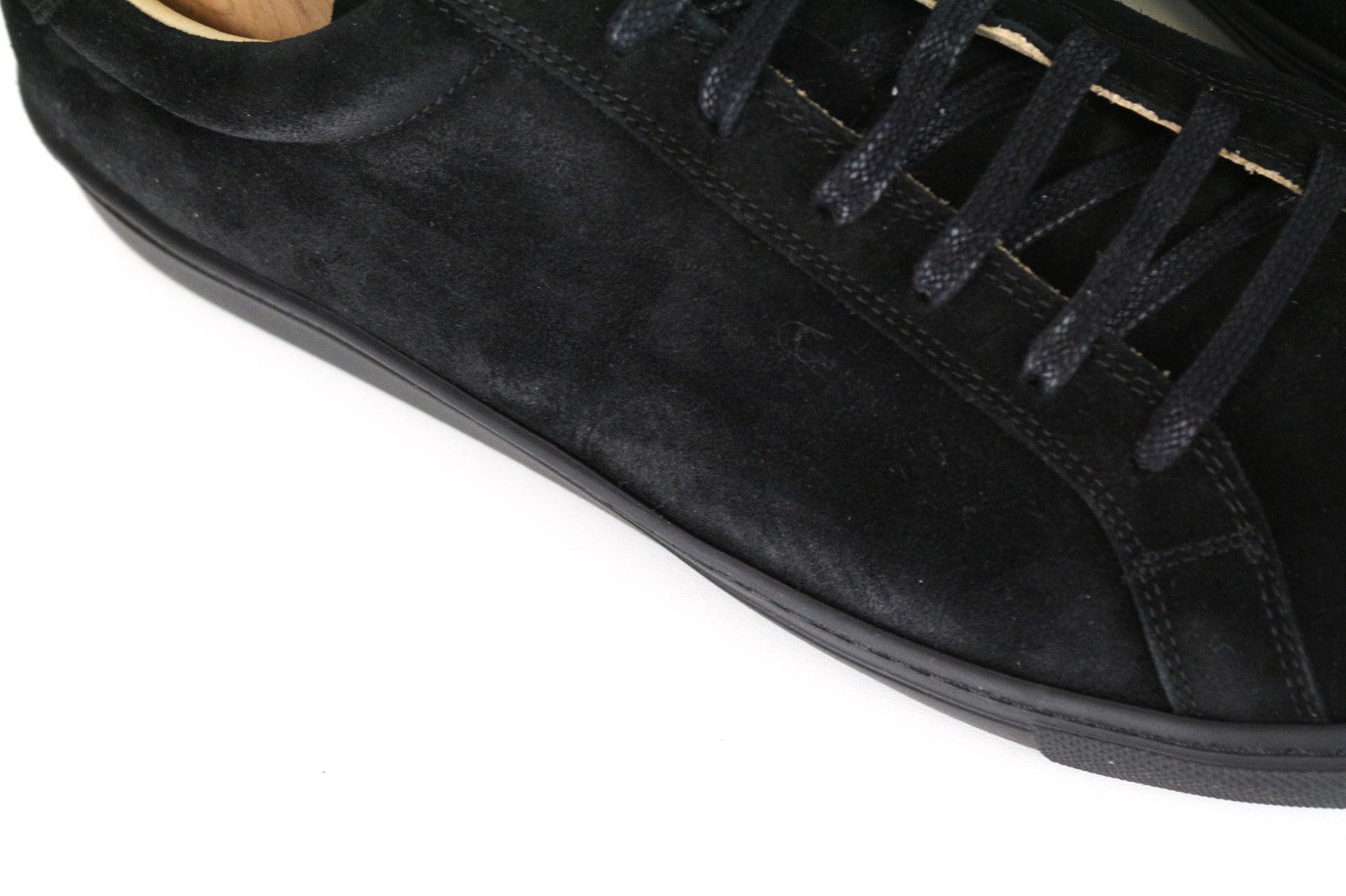 „SUITSUPPLY“ vyriški juodi zomšiniai sportbačiai su raišteliais, žema pakulne, laisvalaikio stiliaus, EU46, gatvės stilius 