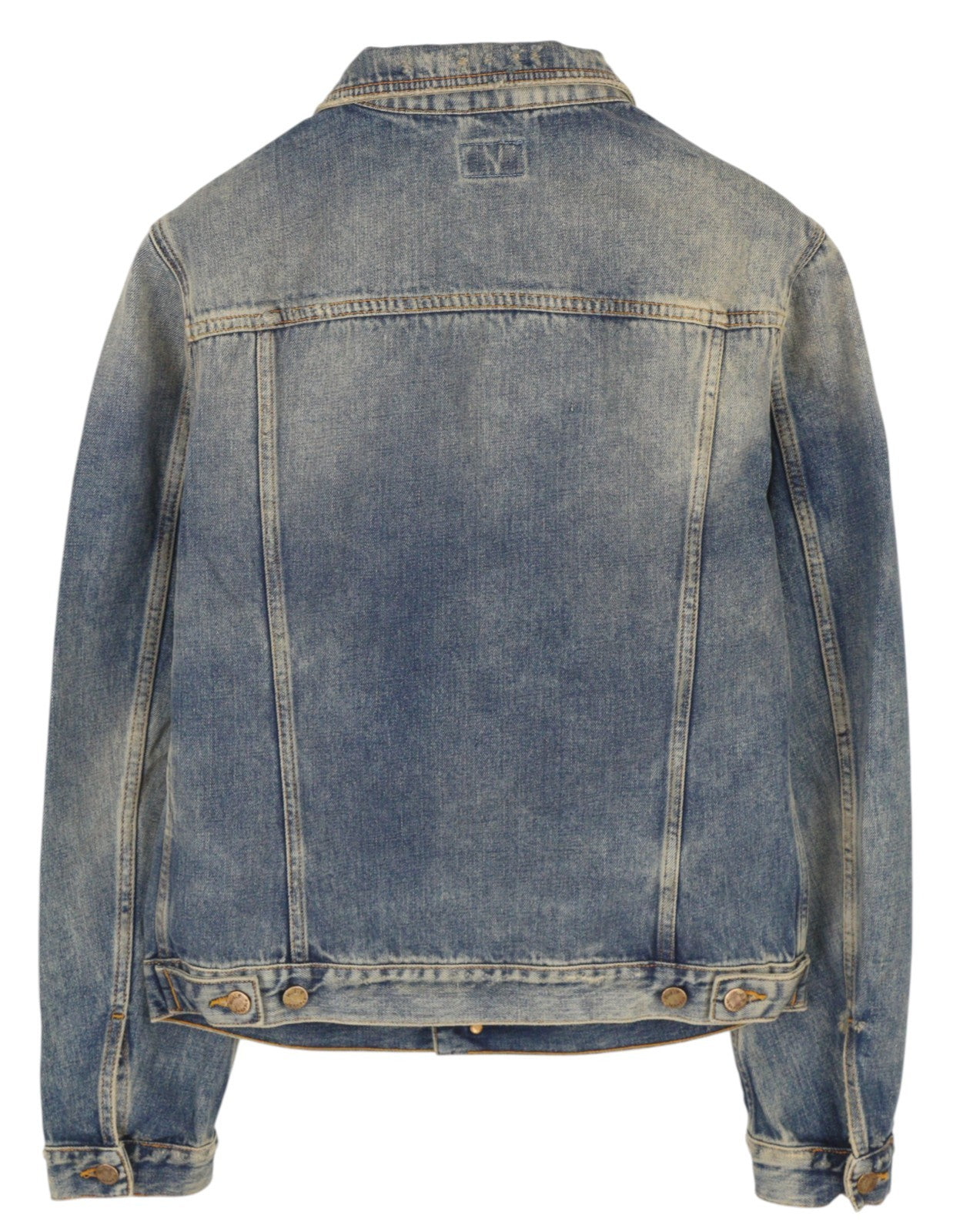 NUDIE JEANS Billy Men Jacket M Shimmering Indigo Button-Up Washed Distress Blue