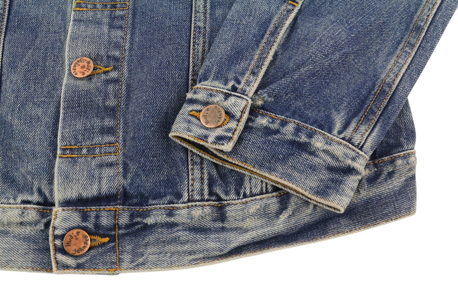 NUDIE JEANS Billy Men Jacket M Shimmering Indigo Button-Up Washed Denim Blue