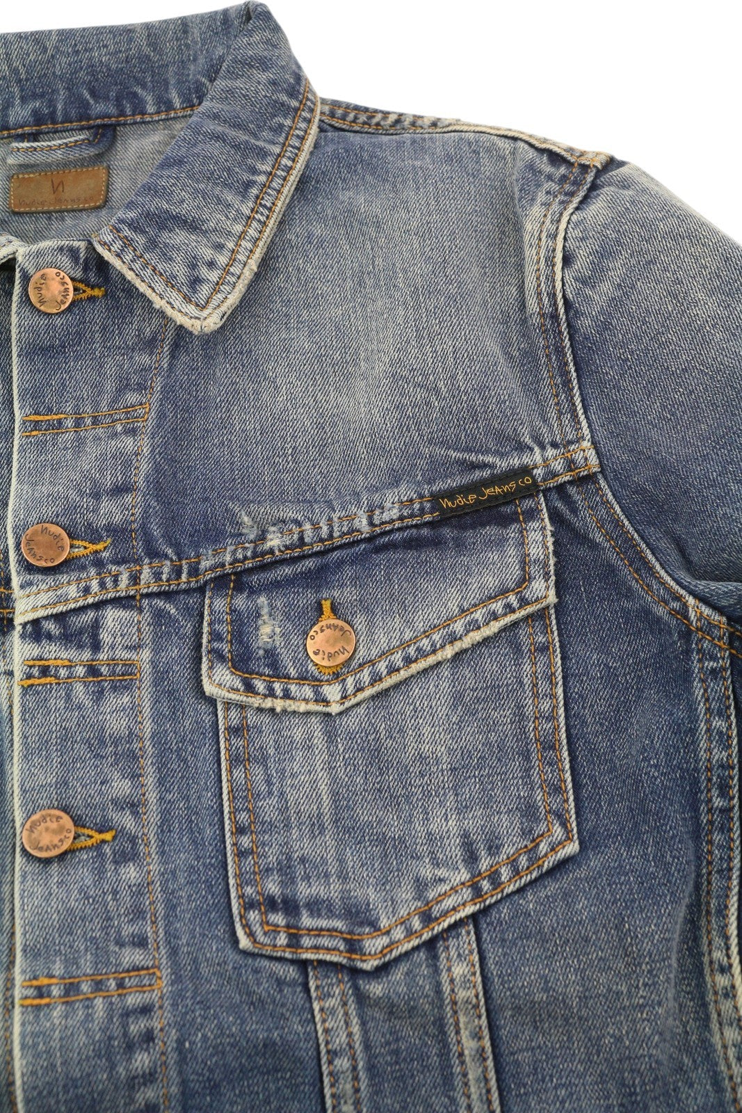 NUDIE JEANS Billy Men Jacket M Shimmering Indigo Button-Up Washed Denim Blue