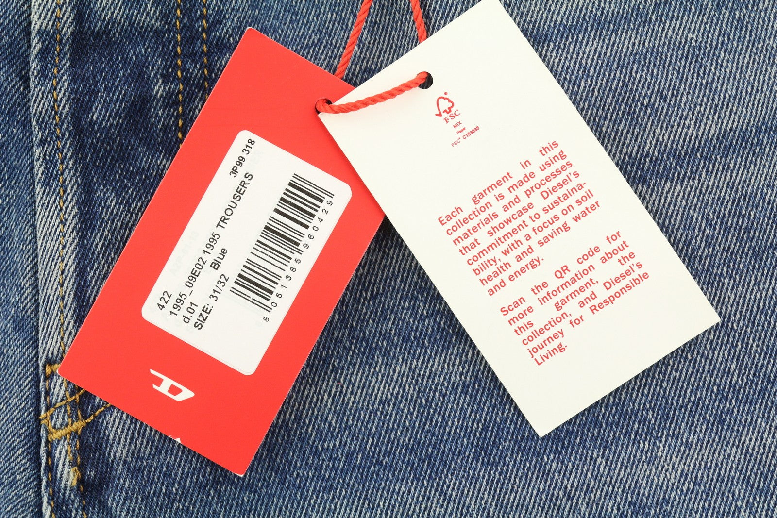 DIESEL 1995 09E02 vyriški džinsai W31/L32 mėlyni, plėšyti, ploni, tiesūs, RRP 375 USD 