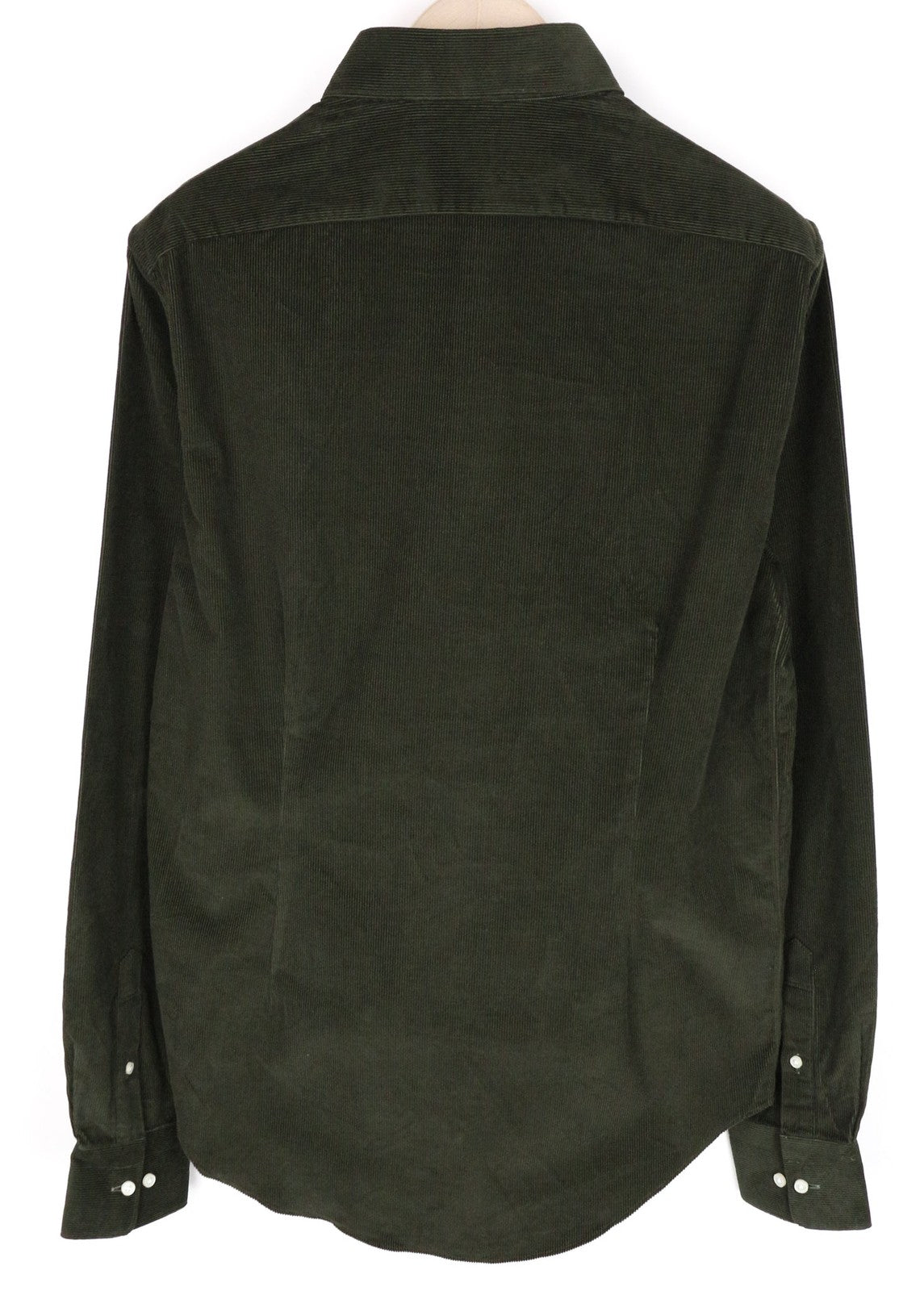 SUITSUPPLY vyriški marškinėliai ~S žali grynos medvilnės velveto ypač ploni ilgomis rankovėmis 