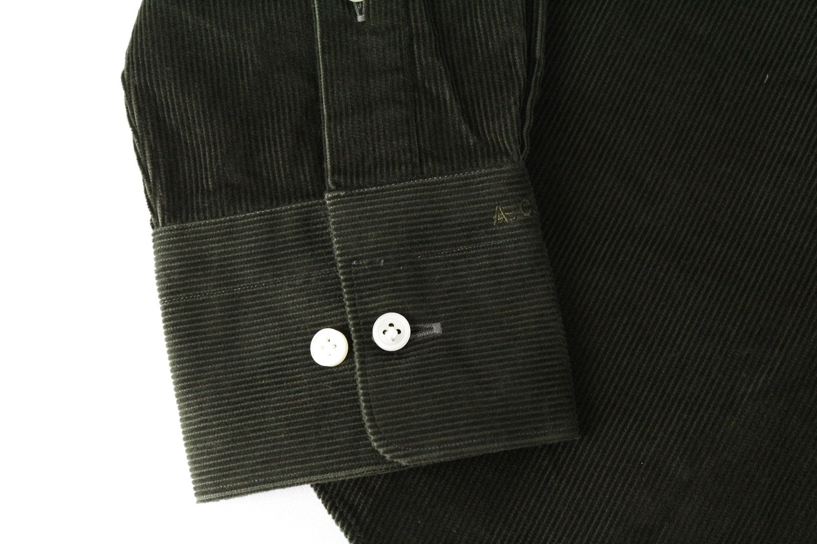 SUITSUPPLY vyriški marškinėliai ~S žali grynos medvilnės velveto ypač ploni ilgomis rankovėmis 