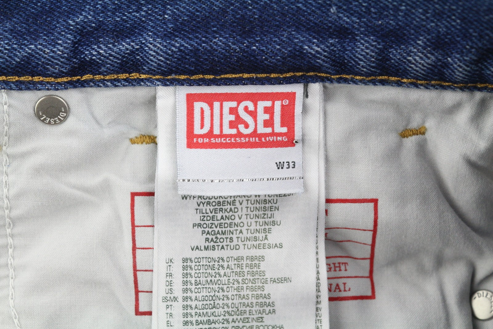DIESEL 1995 09E02 vyriški džinsai W33/L30 mėlyni, plėšyti, ploni, tiesūs, RRP 375 USD 