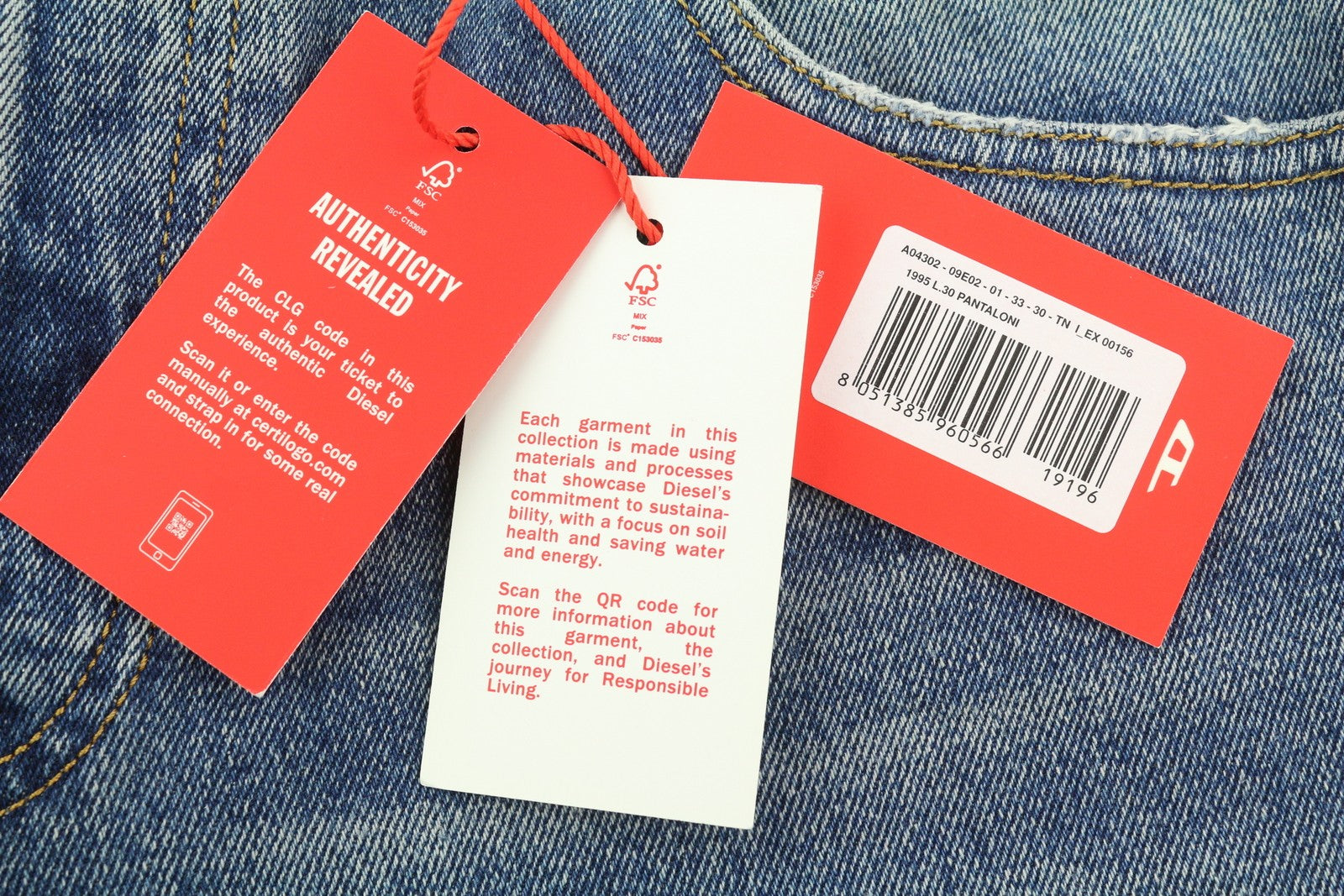 DIESEL 1995 09E02 vyriški džinsai W33/L30 mėlyni, plėšyti, ploni, tiesūs, RRP 375 USD 