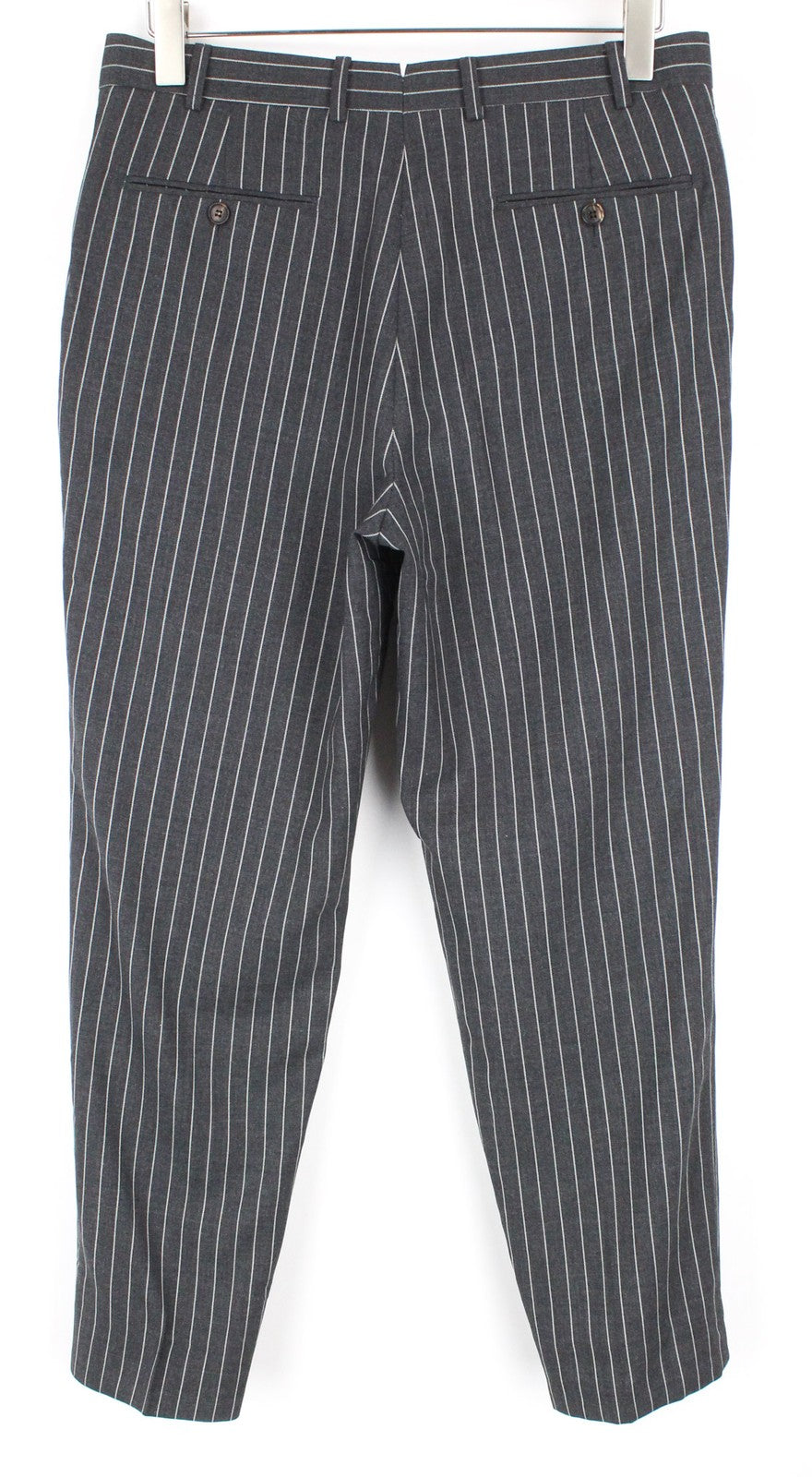 SUITSUPPLY Brescia Men's Trousers UK38R Grey Wool Flat-Front Slim Pinstripe
