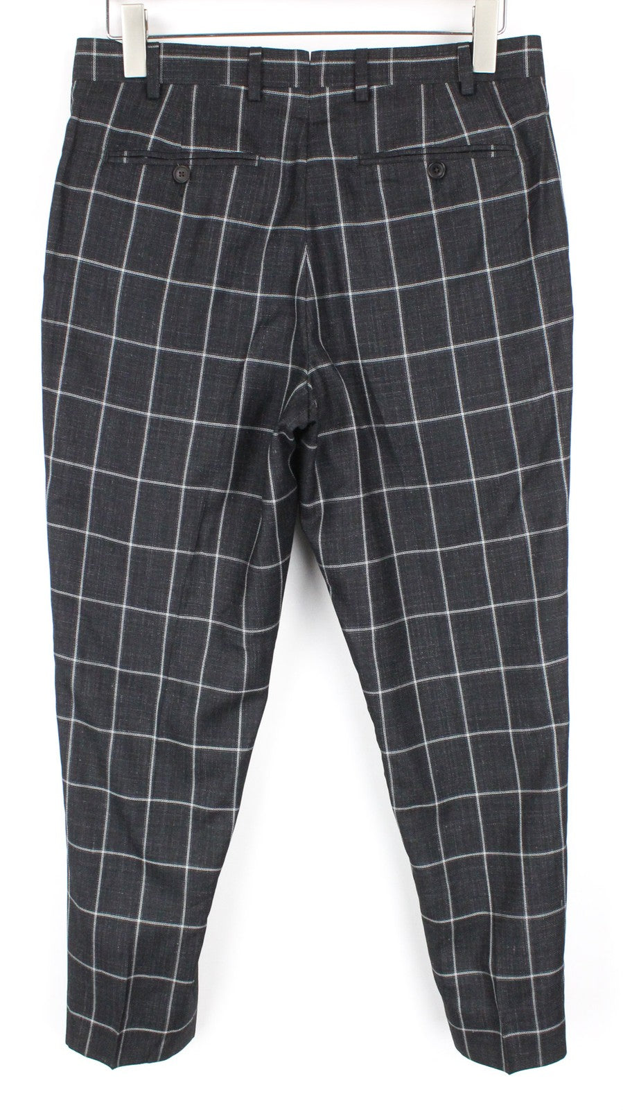 SUITSUPPLY Brescia Men's Trousers UK38S Grey Slim Silk Linen Blend Check